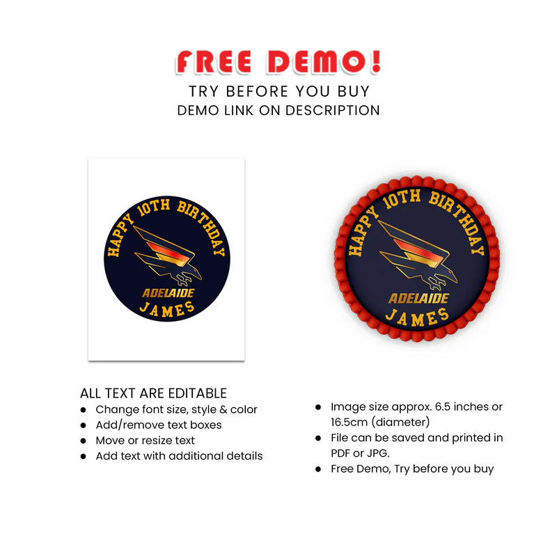 Adelaide Crows Edible Icing Sheet Cake Images Custom AFL Design