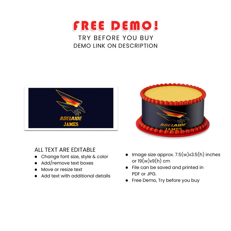 Adelaide Crows Edible Cake Strips Custom AFL Party Decor