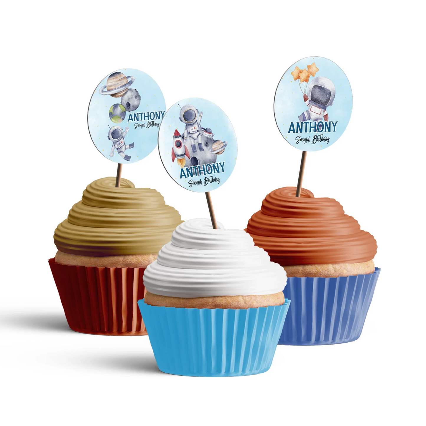 Astronaut Personalized Cupcakes Toppers to enhance festive treats