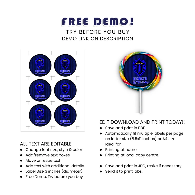 Auckland FC Lollipop Label Custom Candy Stickers for Party Favors