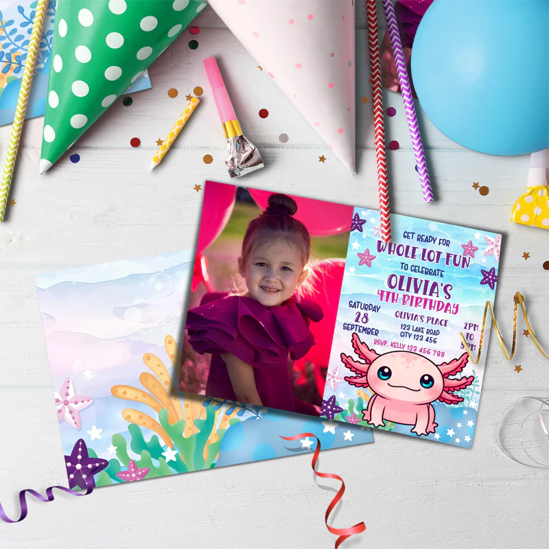 Axolotl Birthday Decorations, Axolotl birthday Party Supplies, Axolotl Themed, Axolotl Digital Template, Editable Axolotl Image SVG PNG