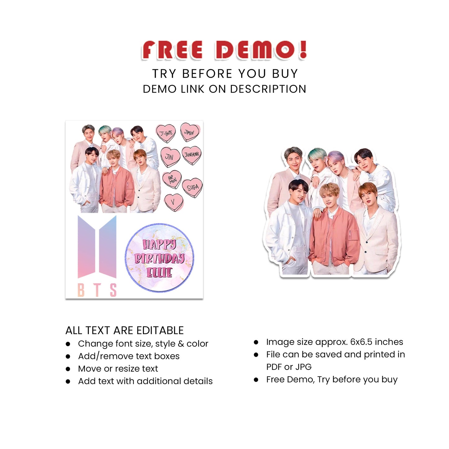 Celebrate with BTS - Bangtan Boys Personalized Cake Toppers, Perfect for Any Occasion