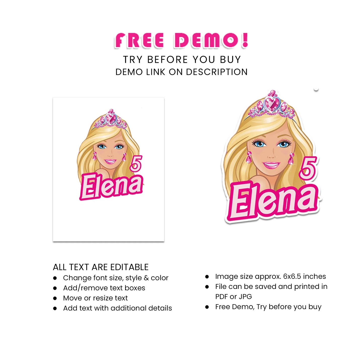 Barbie Personalized Cake Toppers