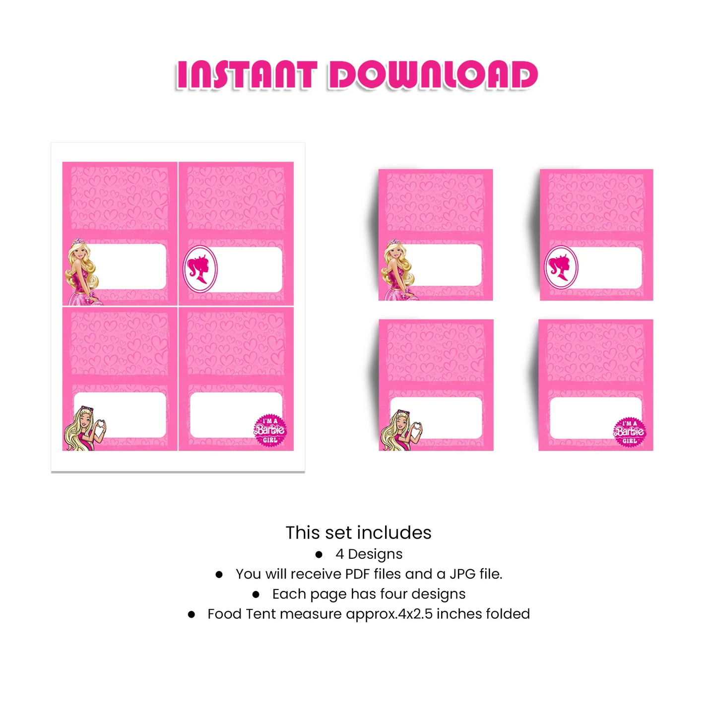 Barbie Personalized Food Cards