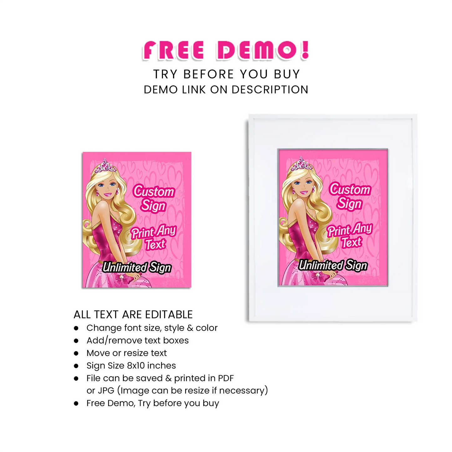 Barbie Personalized Custom Sign