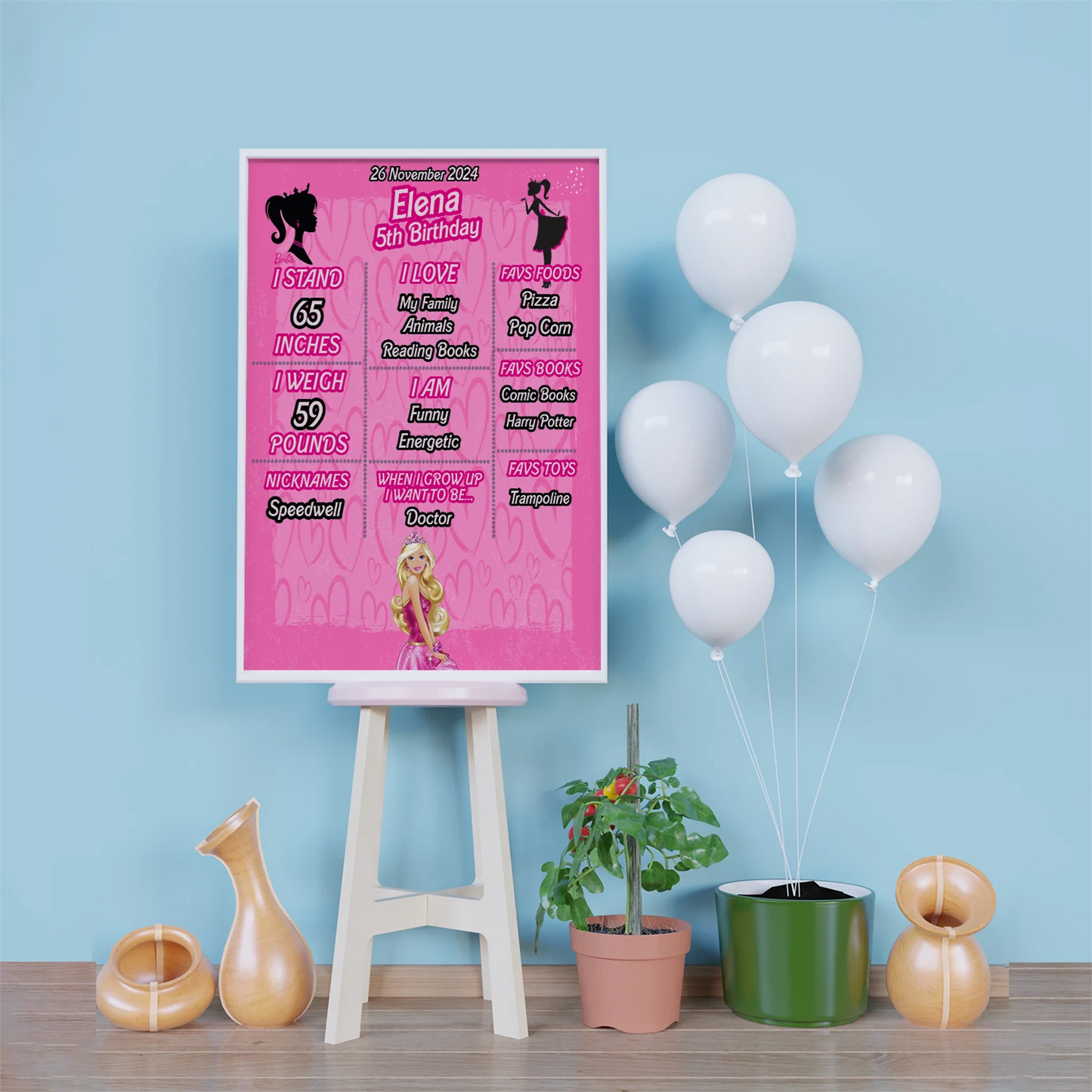 barbie Birthday Decorations, Ken Party Supplies, Play Doll Themed, Barbie Movie Digital Template, Editable Barbie Image SVG PNG