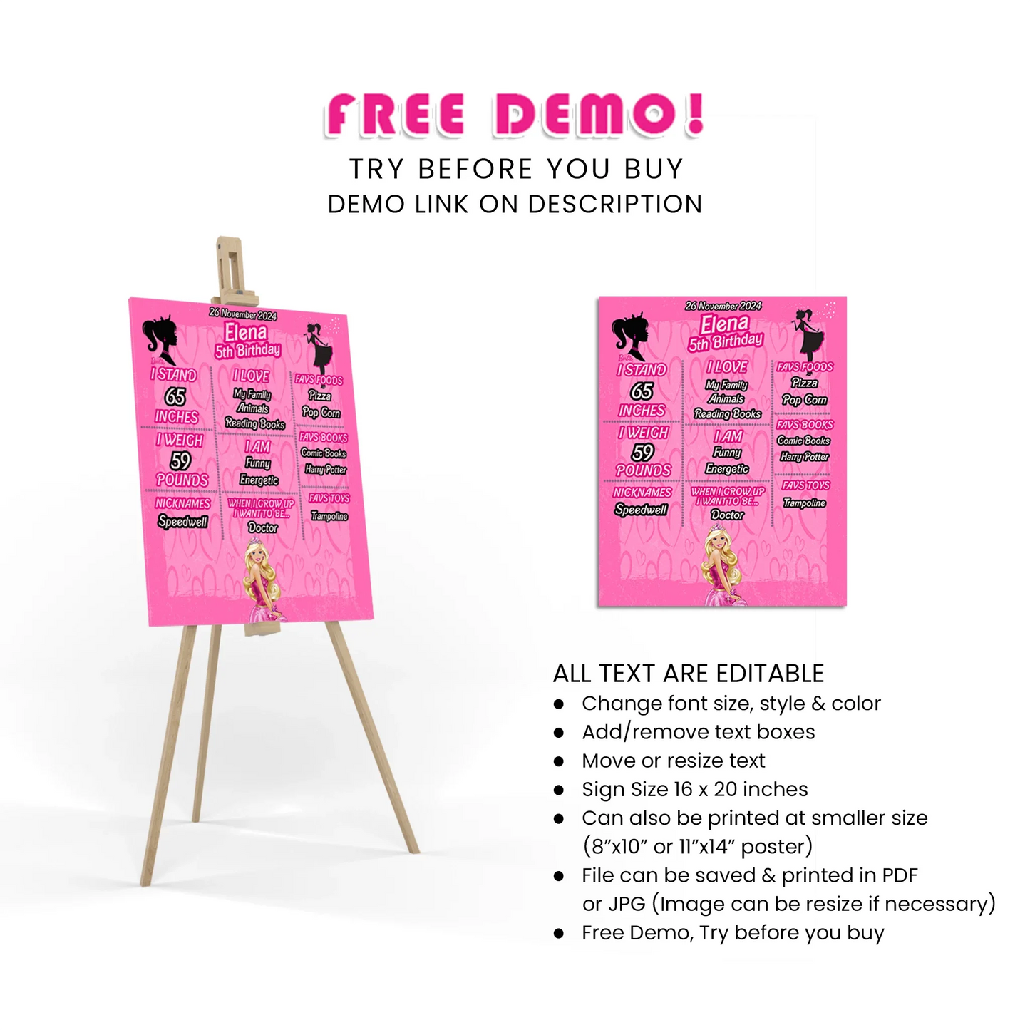Barbie Personalized Milestone Poster