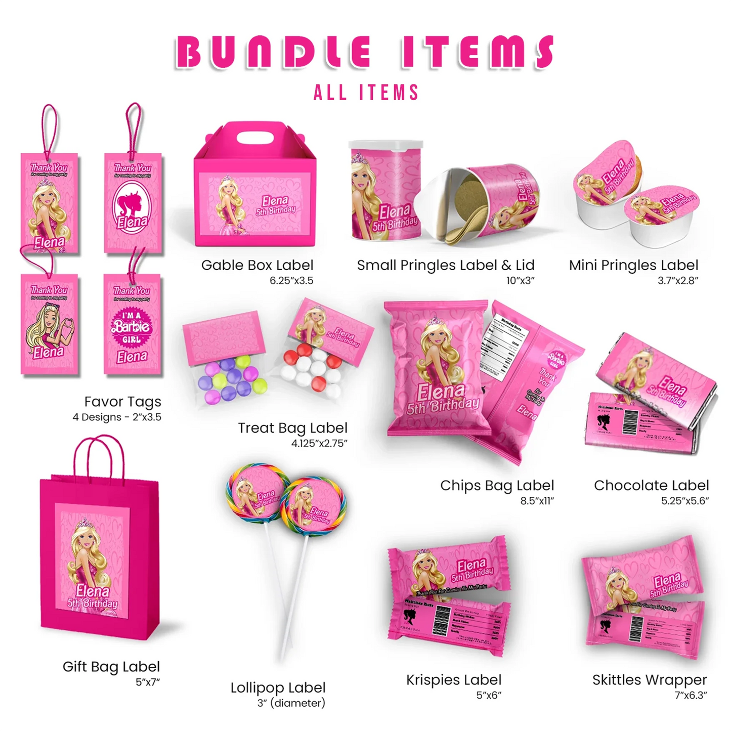 barbie Birthday Decorations, Ken Party Supplies, Play Doll Themed, Barbie Movie Digital Template, Editable Barbie Image SVG PNG