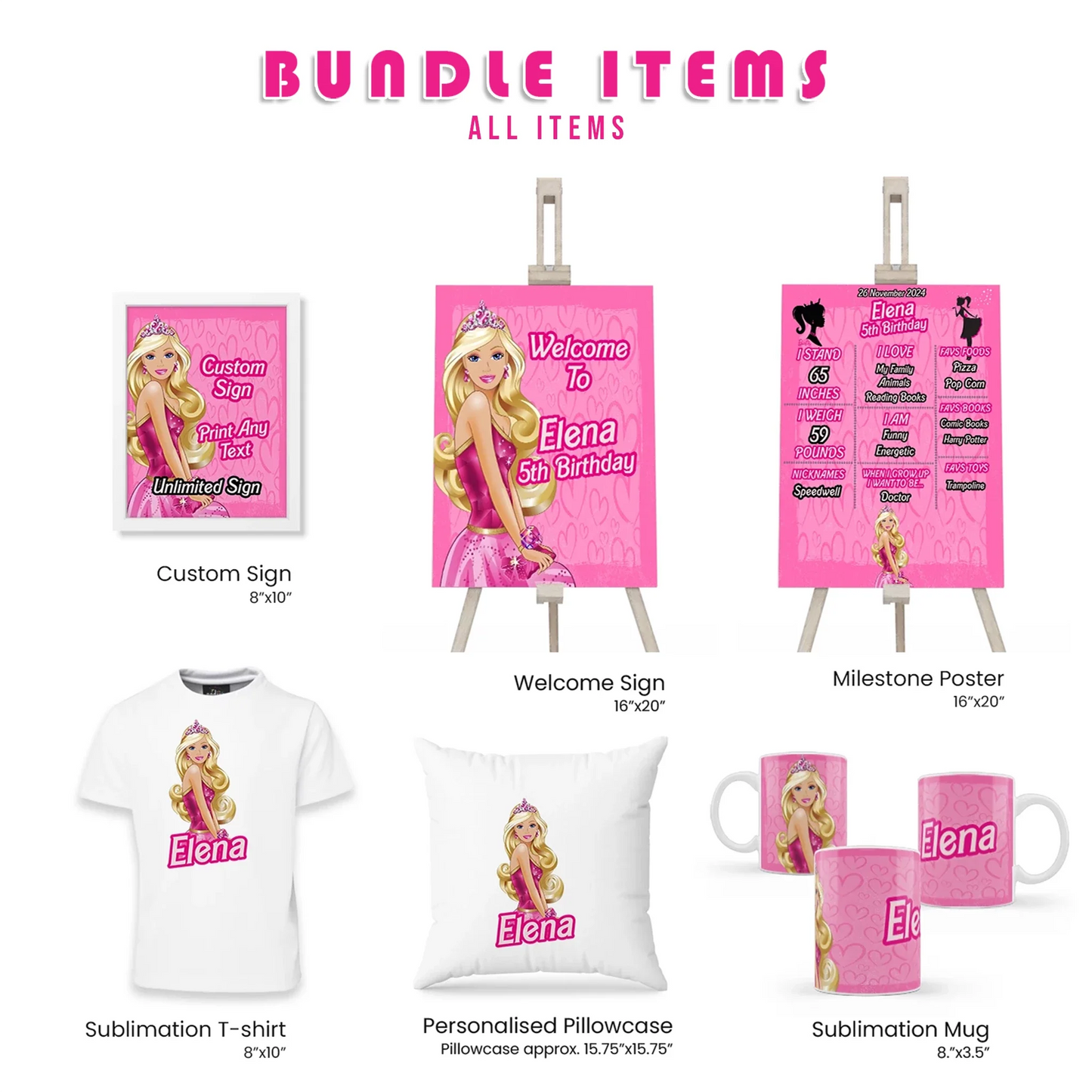 Barbie Personalized Digital Template Party Pack Bundle