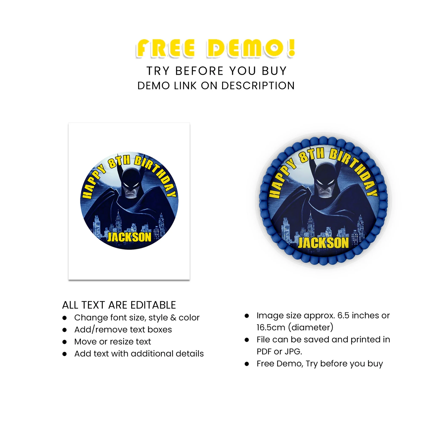 Batman Personalized Icing Sheet Cake Images