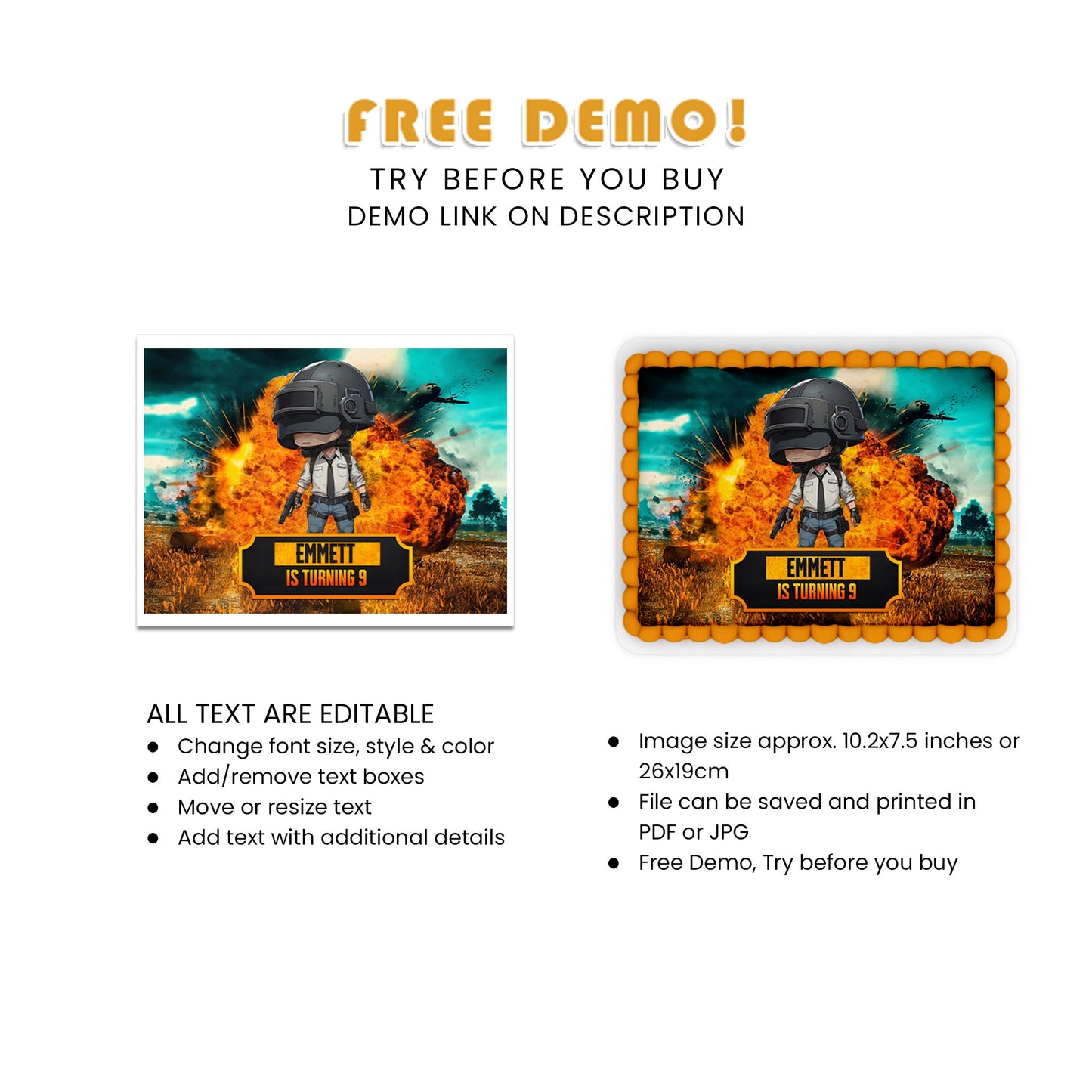 Rectangle PUBG Cake Images to Conquer Your Sweet Victories - Personalize Your Event