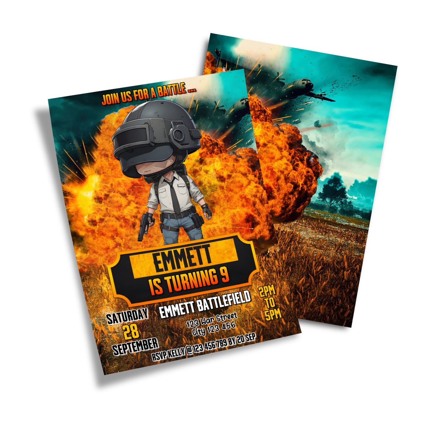 PUBG Personalized Birthday Card Invitations