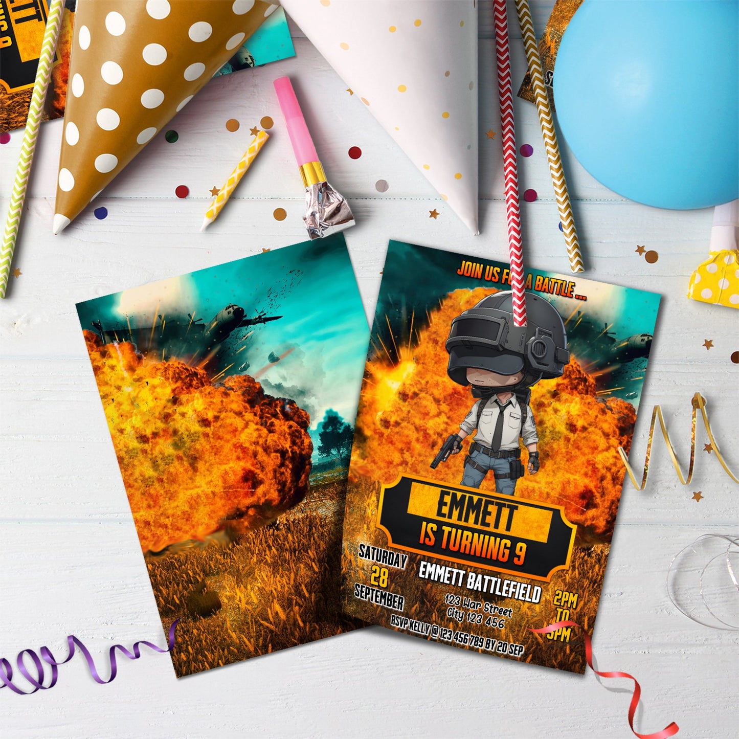 PUBG Birthday Decorations, PUBG Battle Royale Party Supplies, PUBG : Battlegrounds Themed, PUBG Digital Template, Editable PUBG Image SVG PNG
