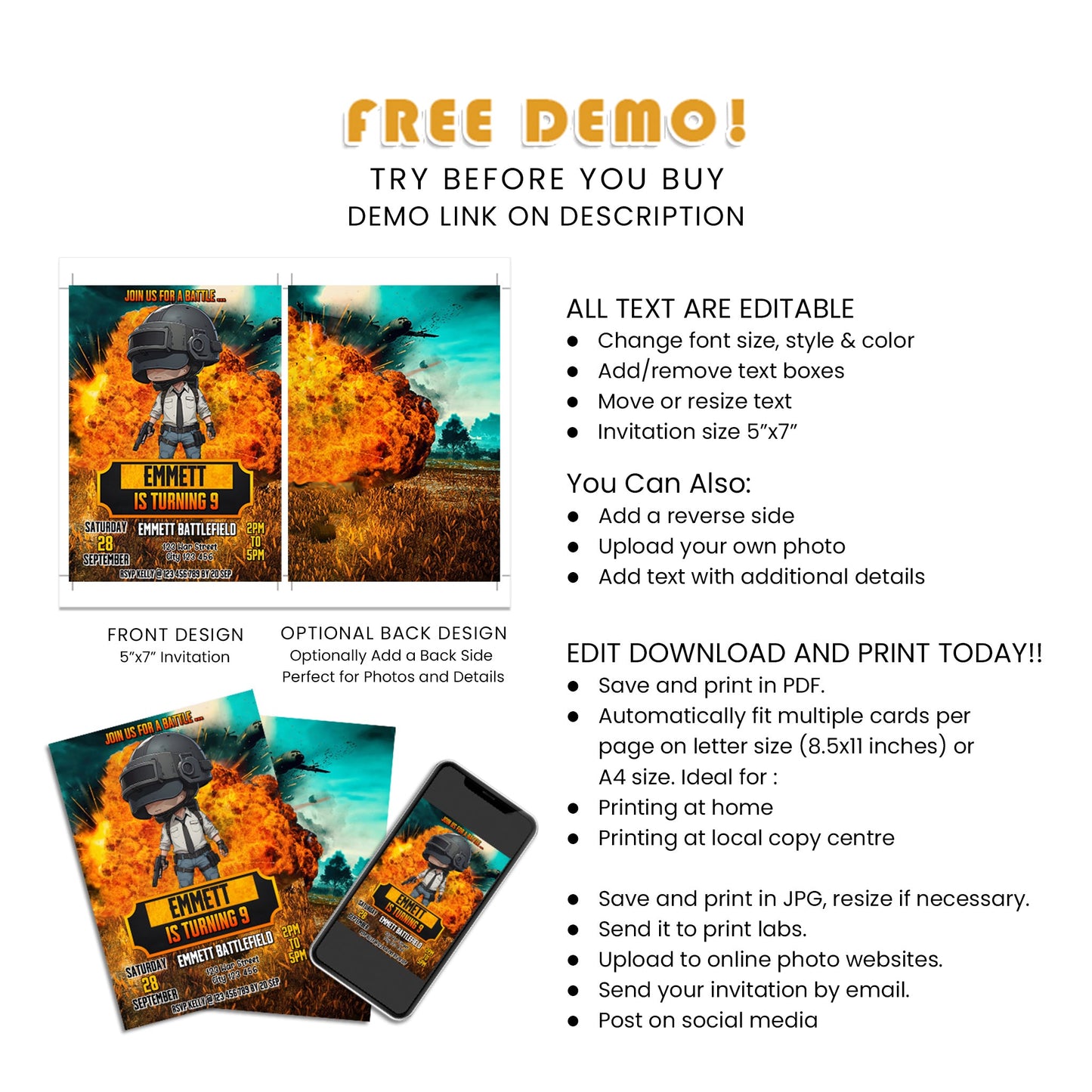 Battle-Ready PUBG Birthday Card Invitations for Your Next Mission - Personalized Touch