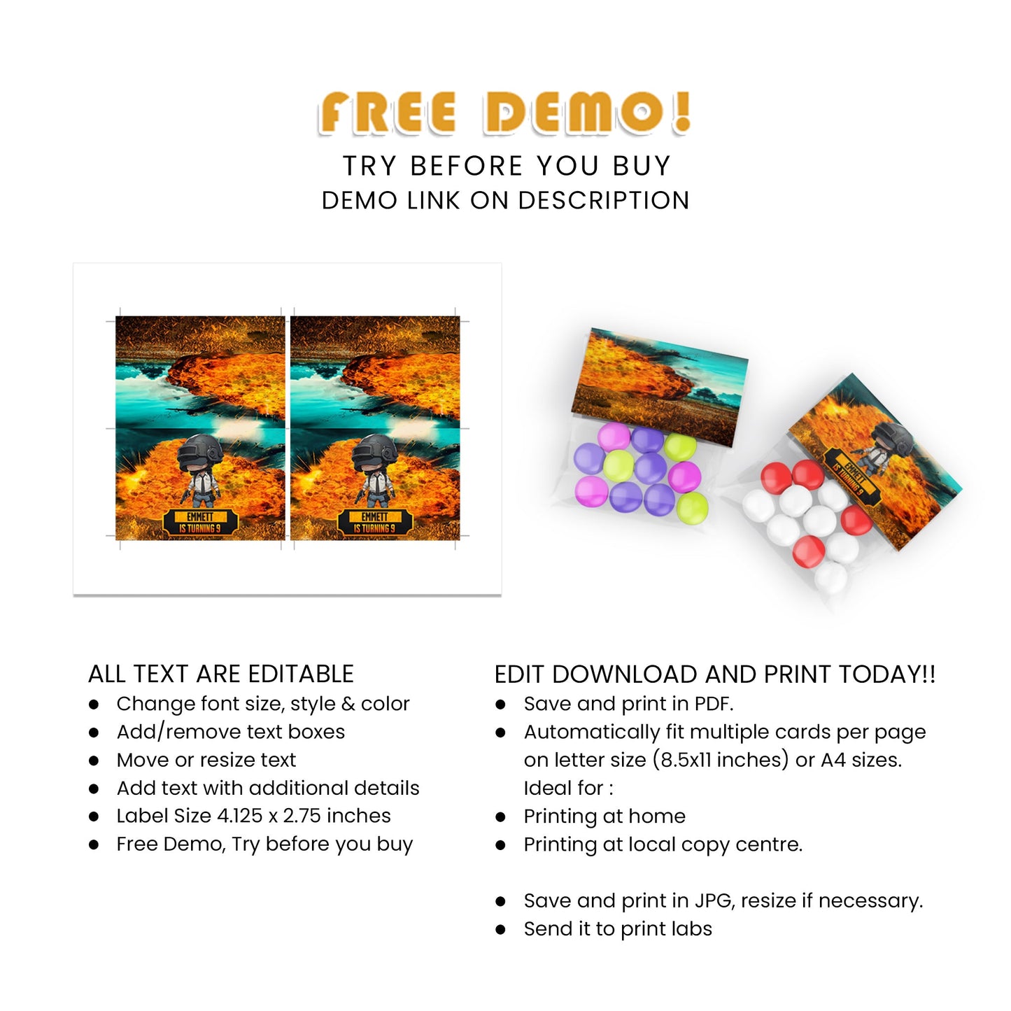 PUBG Treat Bag Topper Labels for Snack Victory Seals - Secure Your Goodies