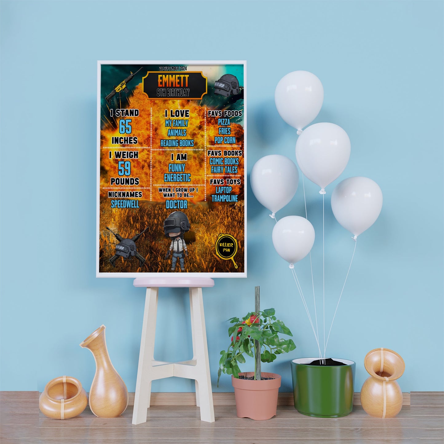 PUBG Birthday Decorations, PUBG Battle Royale Party Supplies, PUBG : Battlegrounds Themed, PUBG Digital Template, Editable PUBG Image SVG PNG