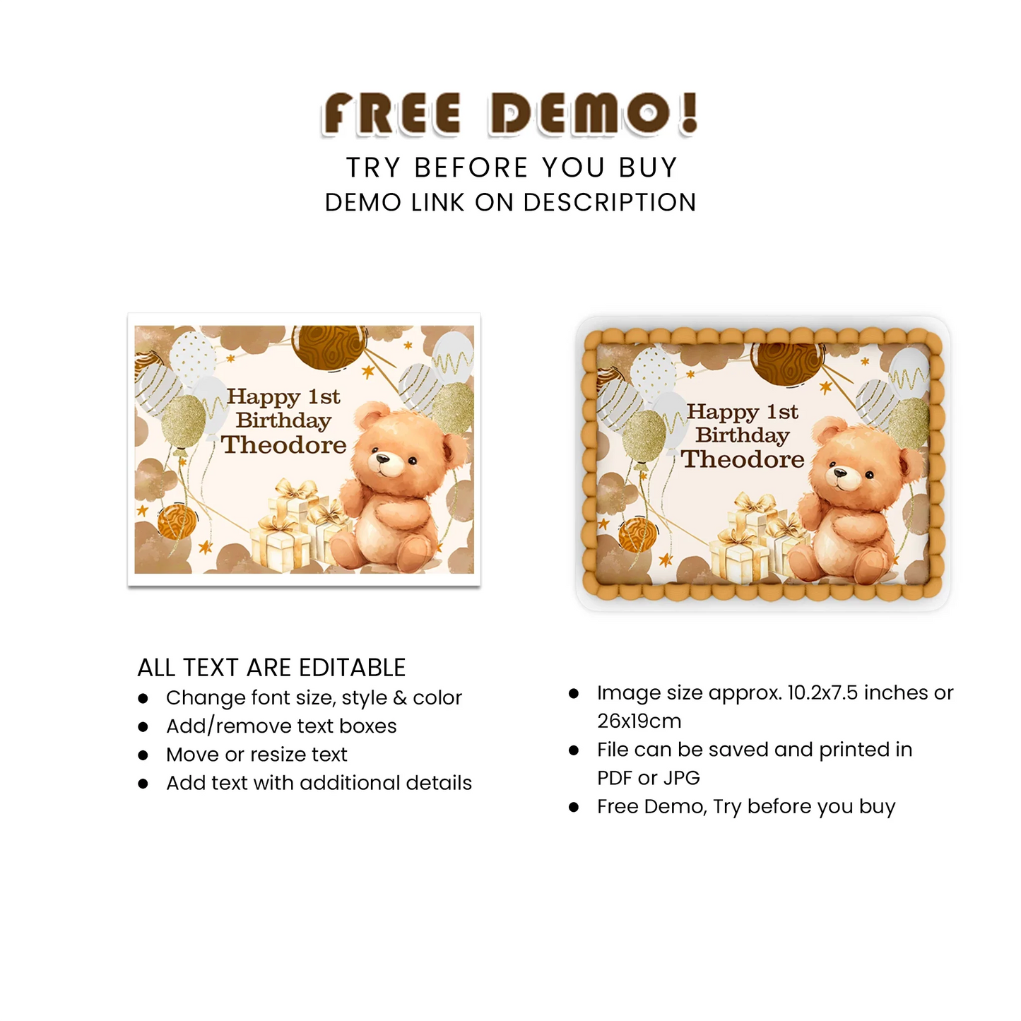 Best Bear Personalized Icing Sheet Cake Topper Images