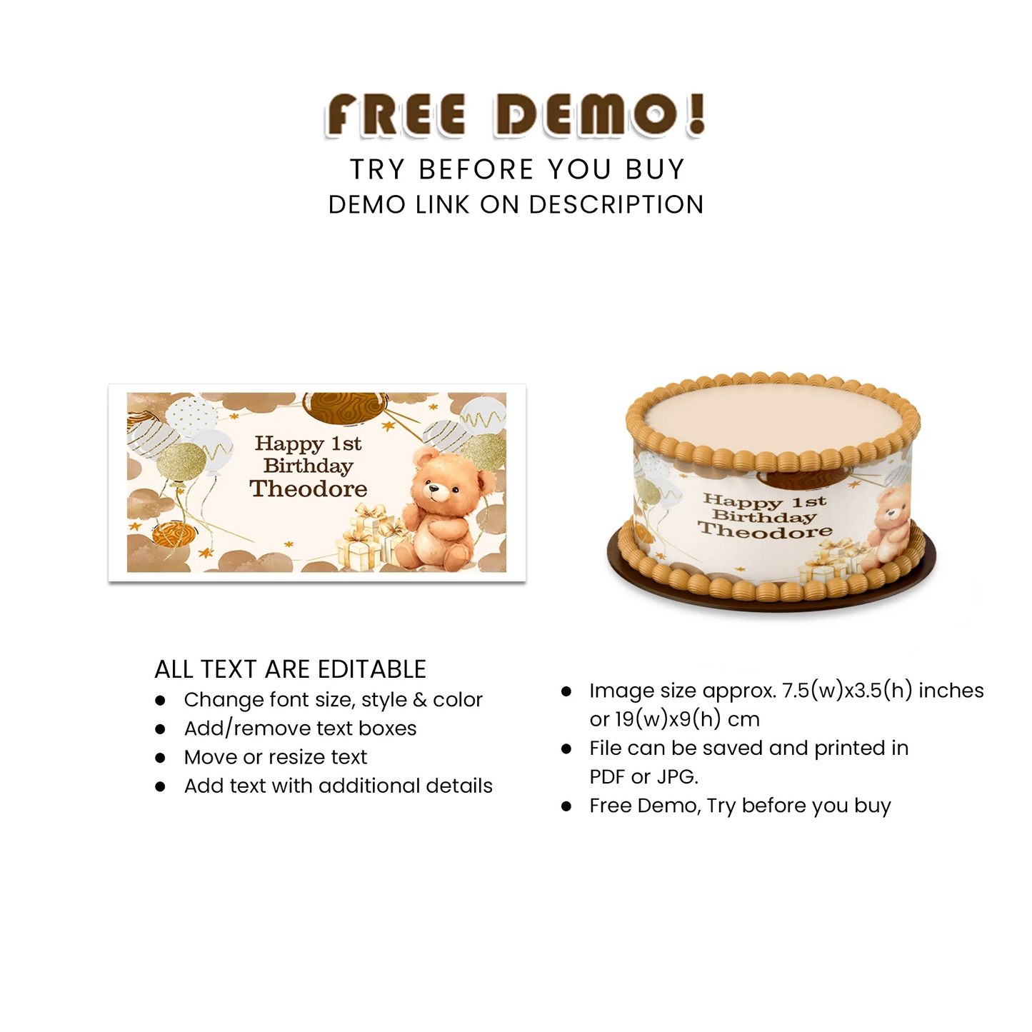 Best Bear Personalized Cake Strips Image