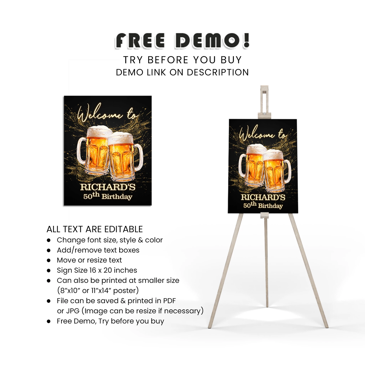 Beer Adult Birthday Welcome Sign Birthday Party Entrance Decor