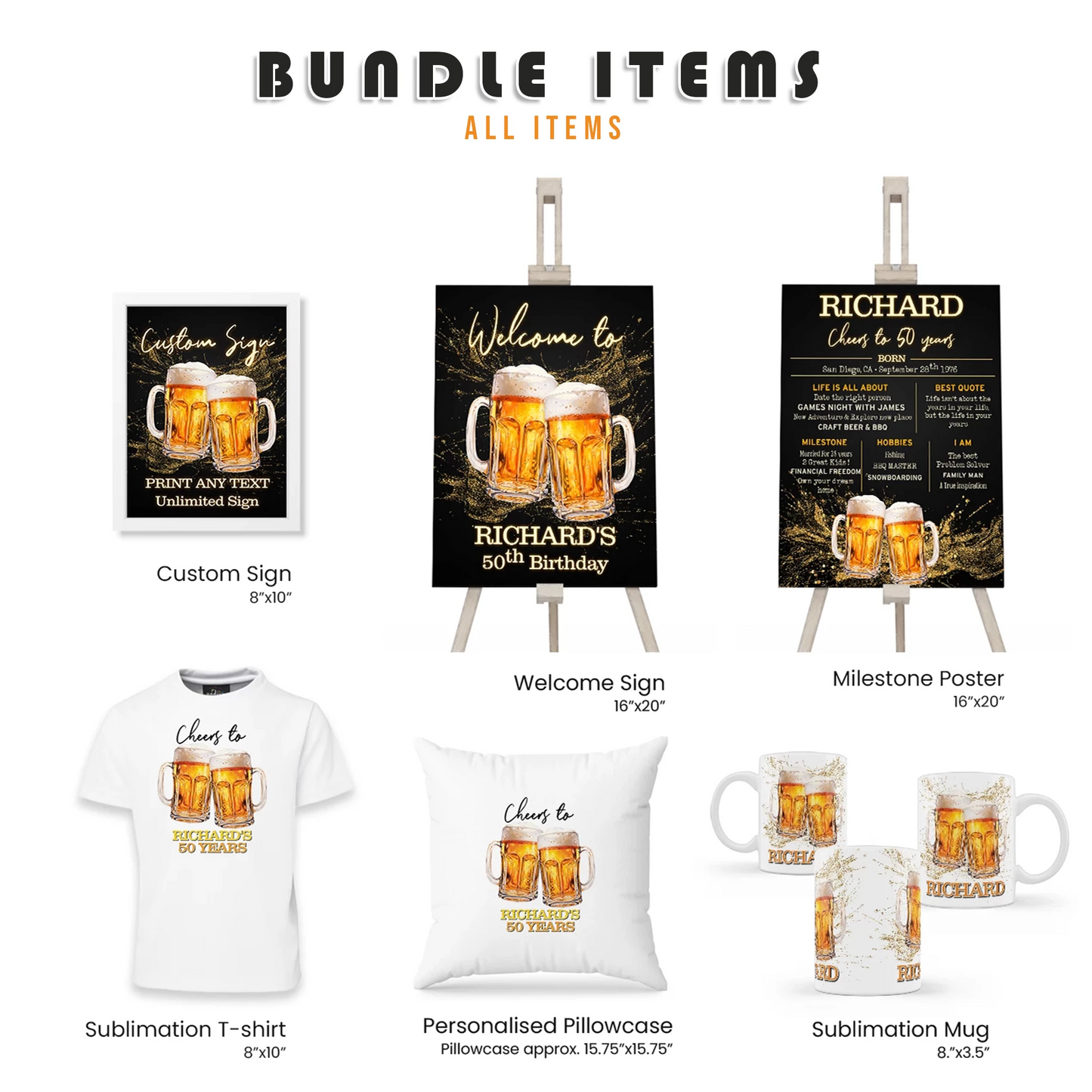 Buy Beer Adult Birthday Personalized Party Pack Bundle for 21st 30th 40th Celebrations