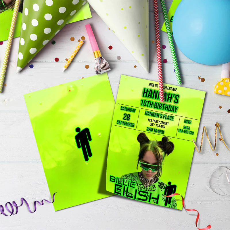 Billie Eilish Birthday Decorations, Billie Eilish Party Supplies, The Avocados Themed, Billie Eilish Fans Digital Template, Editable Billie Eilish Image SVG PNG
