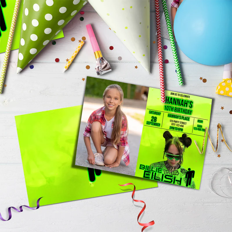 Billie Eilish Birthday Decorations, Billie Eilish Party Supplies, The Avocados Themed, Billie Eilish Fans Digital Template, Editable Billie Eilish Image SVG PNG
