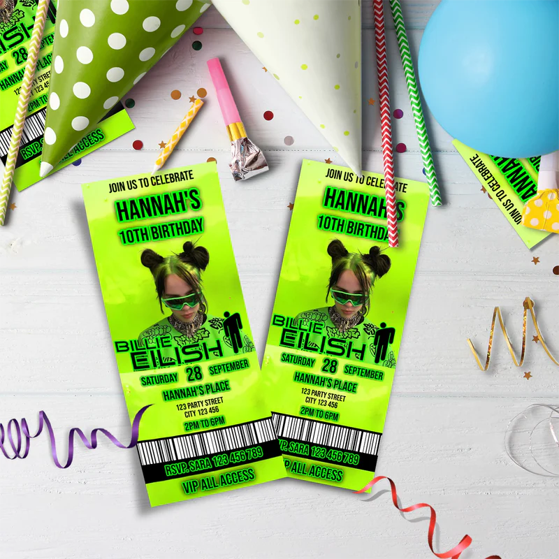 Billie Eilish Birthday Decorations, Billie Eilish Party Supplies, The Avocados Themed, Billie Eilish Fans Digital Template, Editable Billie Eilish Image SVG PNG