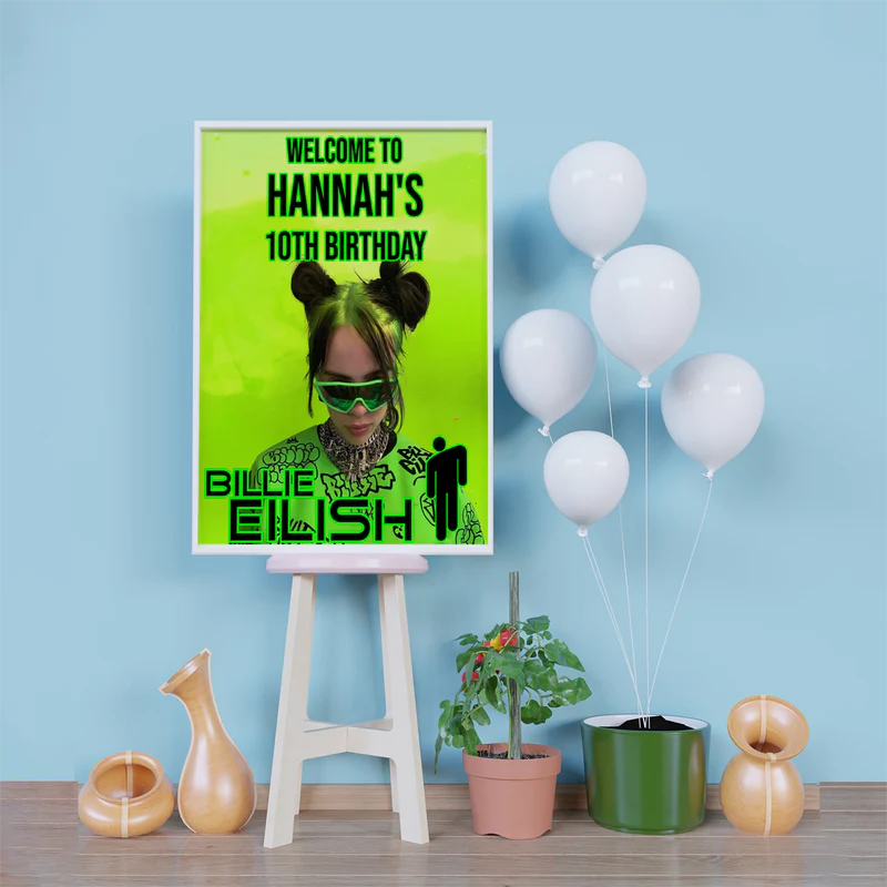 Billie Eilish Birthday Decorations, Billie Eilish Party Supplies, The Avocados Themed, Billie Eilish Fans Digital Template, Editable Billie Eilish Image SVG PNG