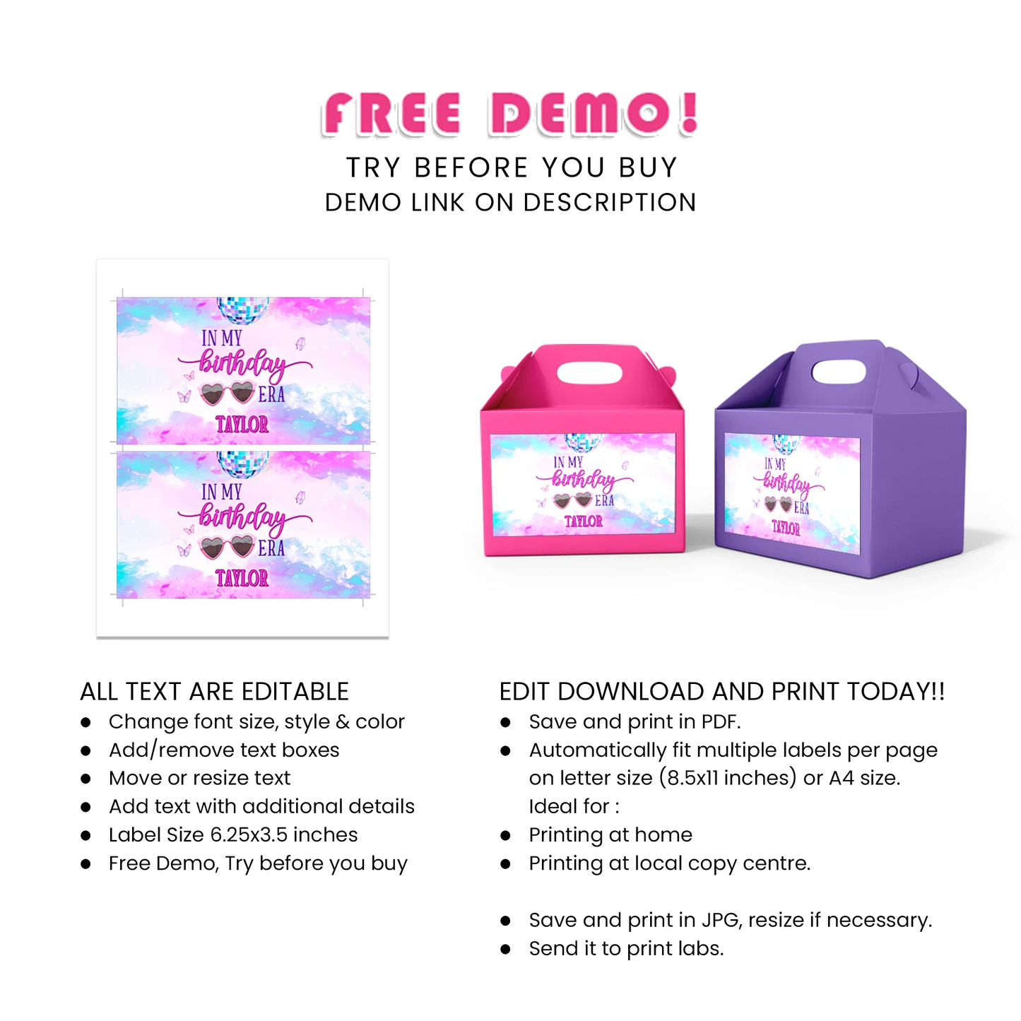 Birthday Era Treat Box Label