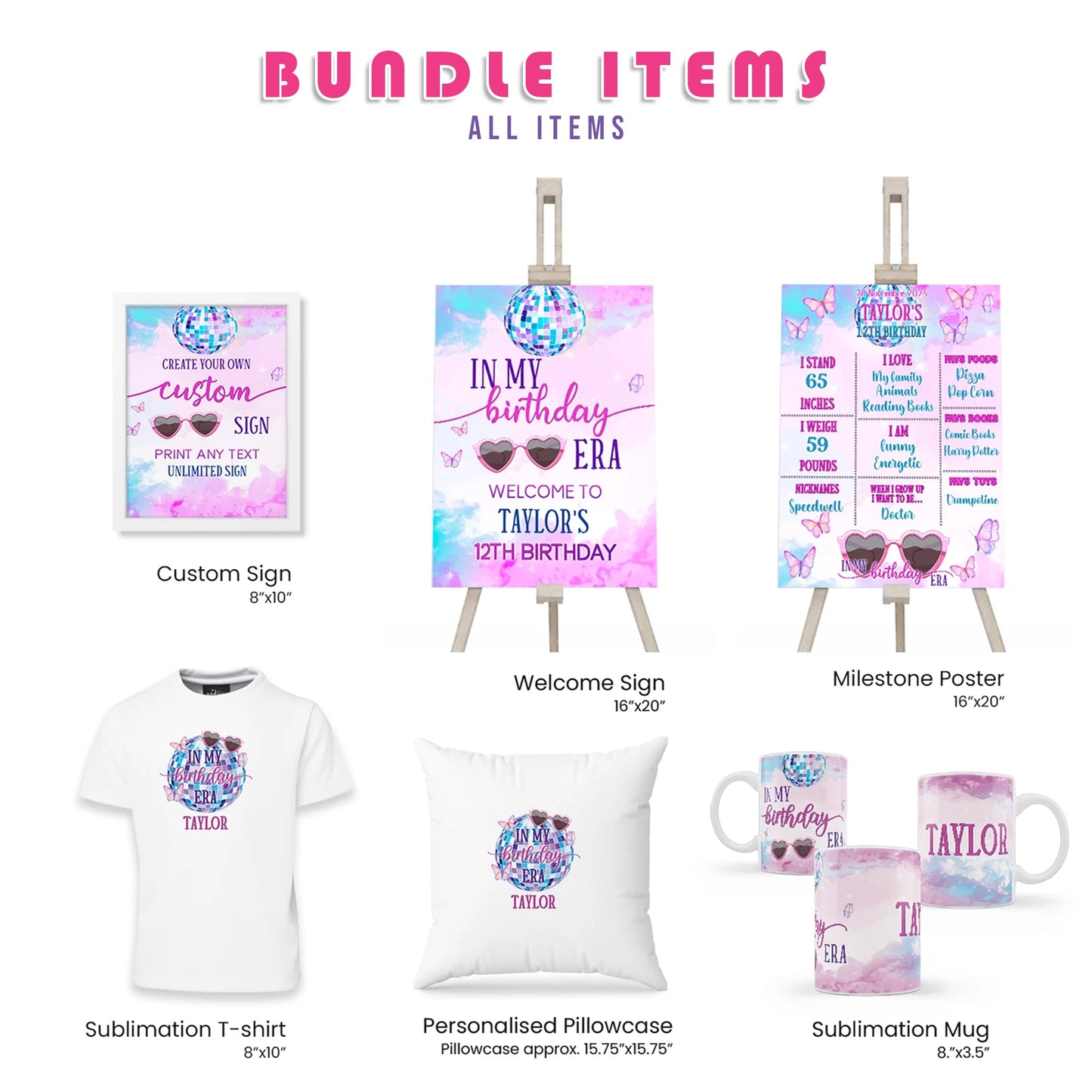 Birthday Era Personalized Digital Template Party Pack Bundle
