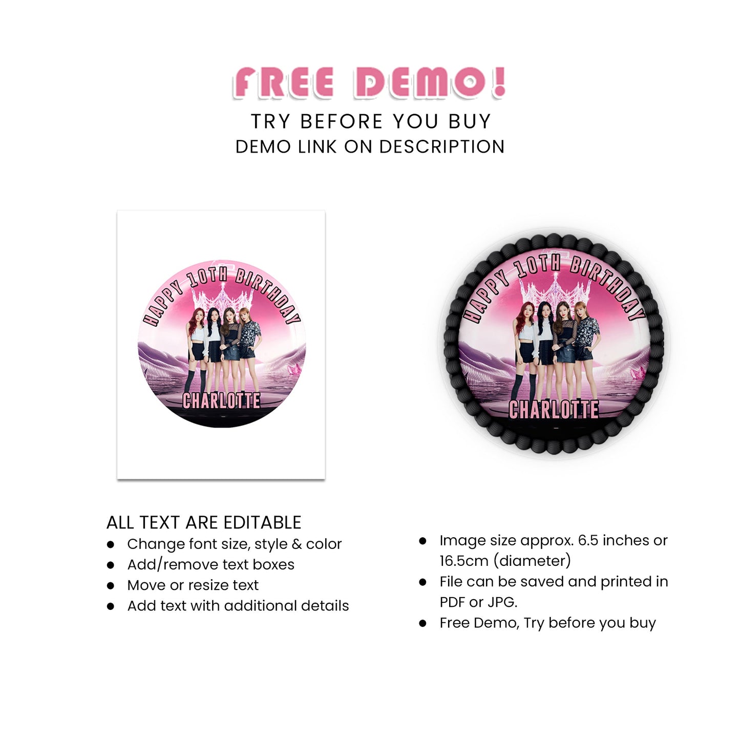 BlackPink Personalized Icing Sheet Cake Images - Custom Icing Sheets for BlackPink Cake Decorations