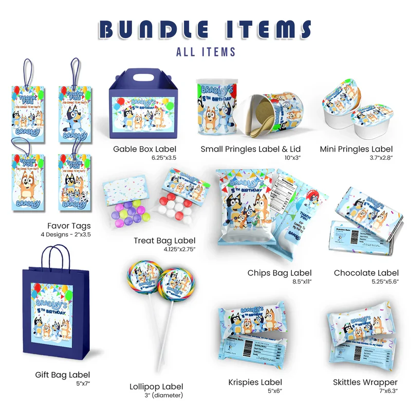 Bluey Birthday Decorations, Bluey and Bingo Party Supplies, Bluey Themed, Bluey Digital Template, Editable Bluey Image SVG PNG