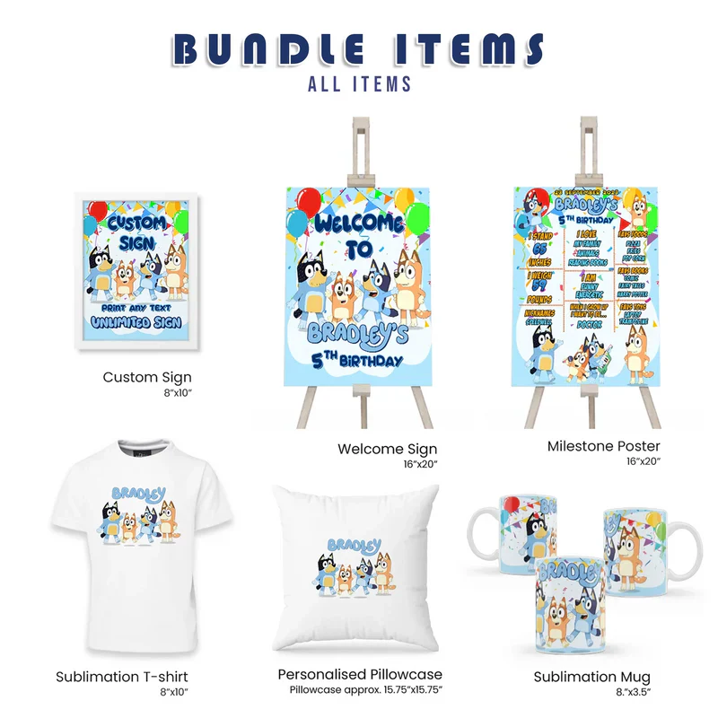 Bluey Personalized Digital Template Party Pack Bundle