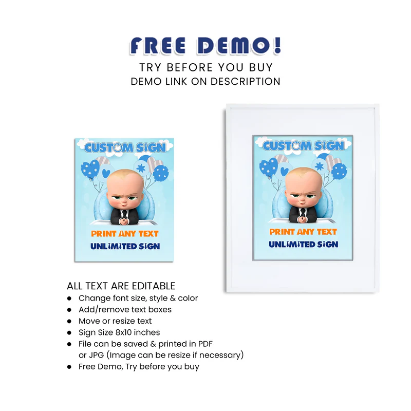 The Boss Baby Custom Sign Personalized Party Poster