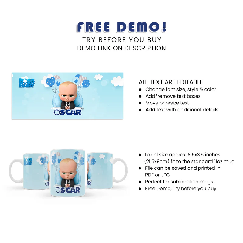 The Boss Baby Sublimation Mug Personalized Gift for Kids