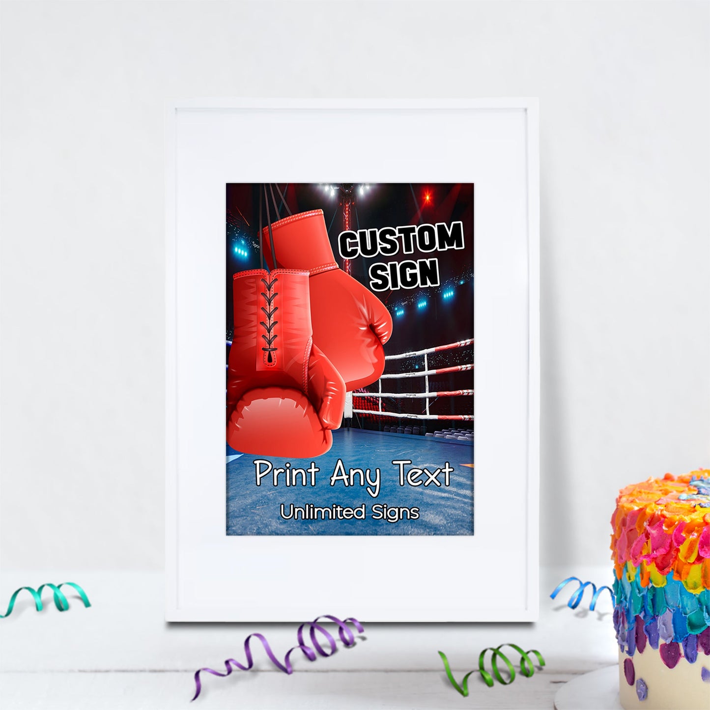 Boxing Birthday Decorations, Fight Night Party Supplies, Boxing Ring Themed, Boxing Digital Template, Editable Boxing Image SVG PNG