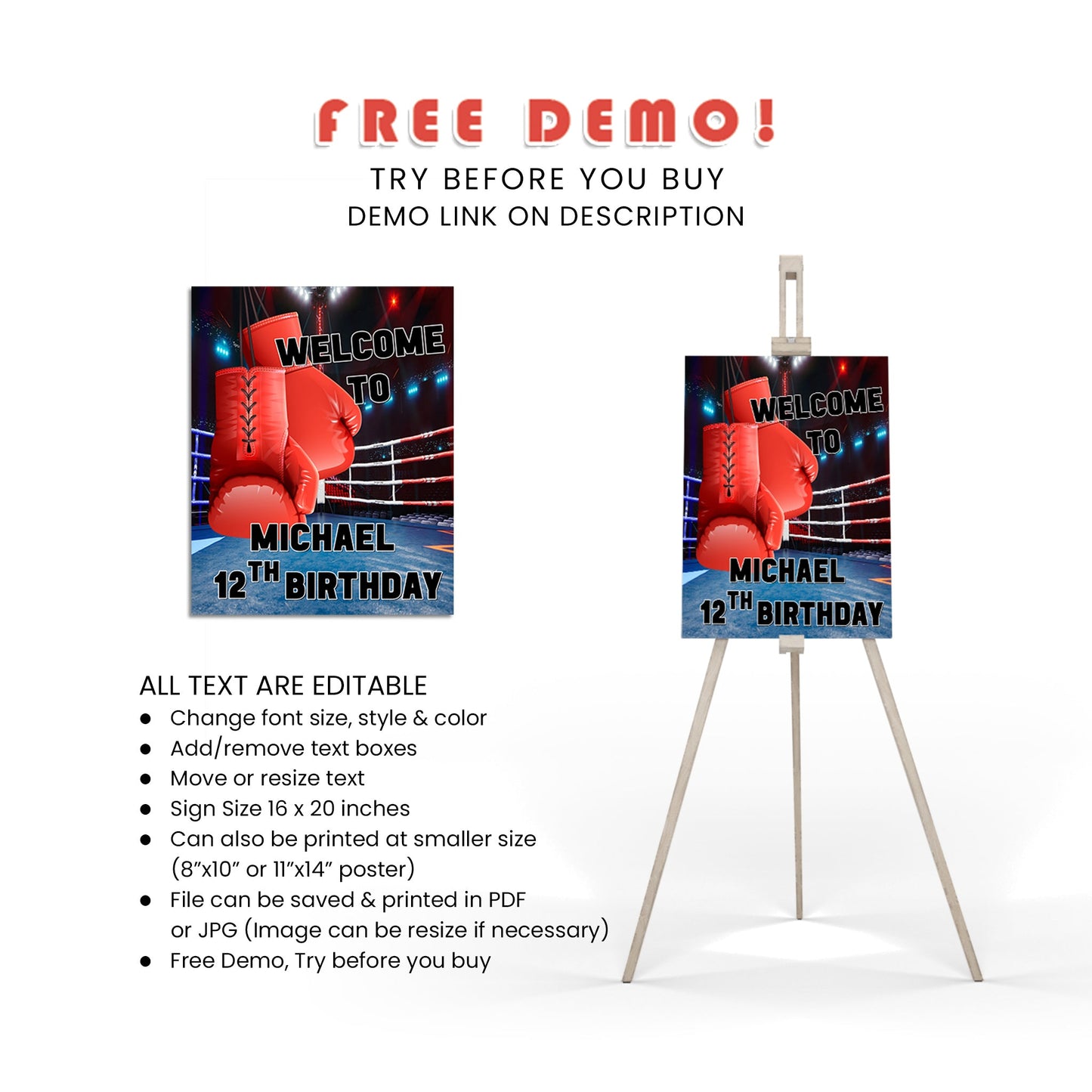 Welcome Your Guests with a Personalized Boxing Welcome Sign - Start Your Party with a Punch