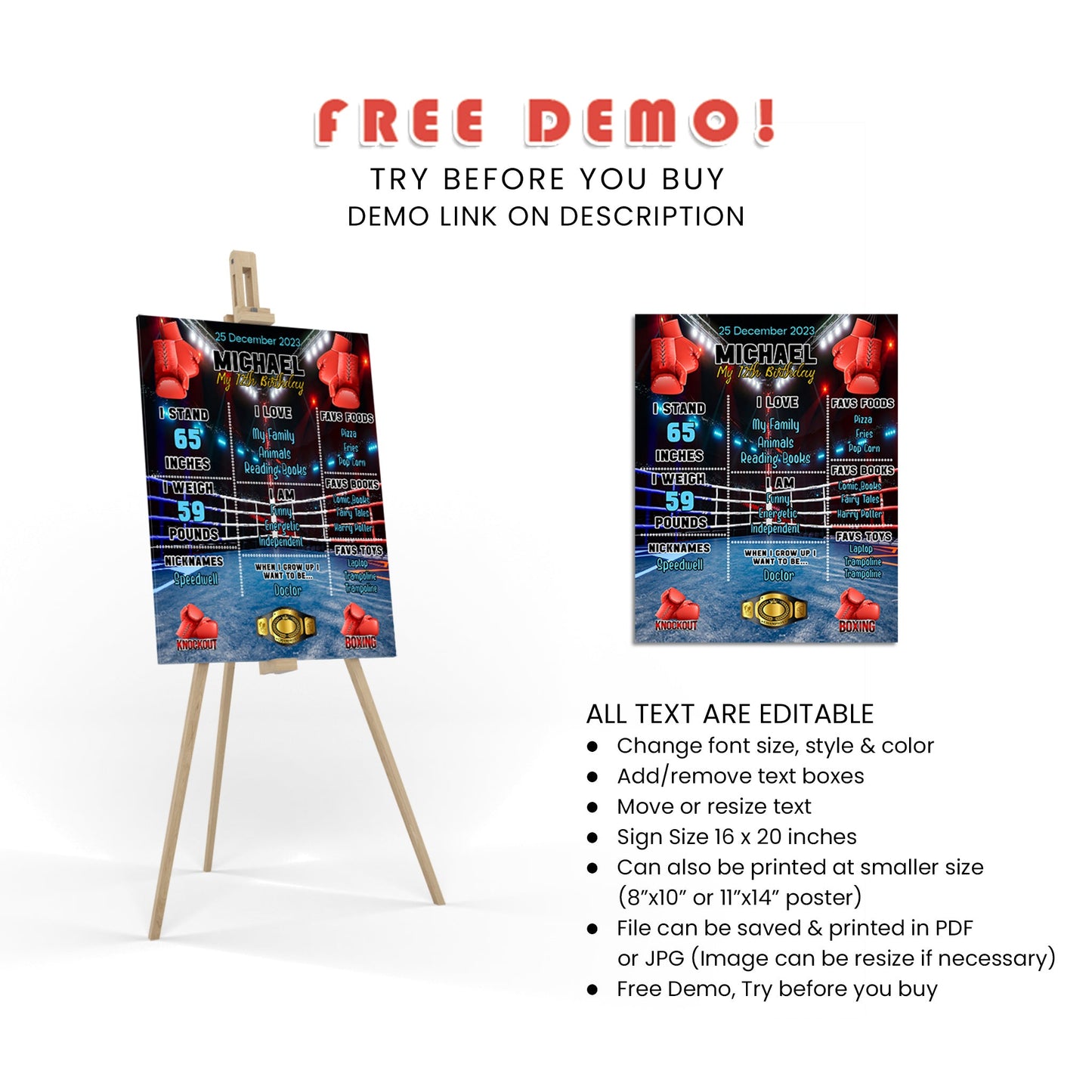 Personalized Boxing Milestone Poster - Celebrate Your Achievements in Style