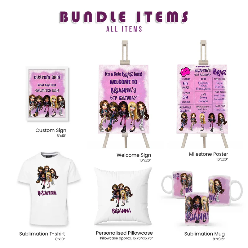 Bratz Personalized Digital Template Party Pack | Custom Download | Birthday Set