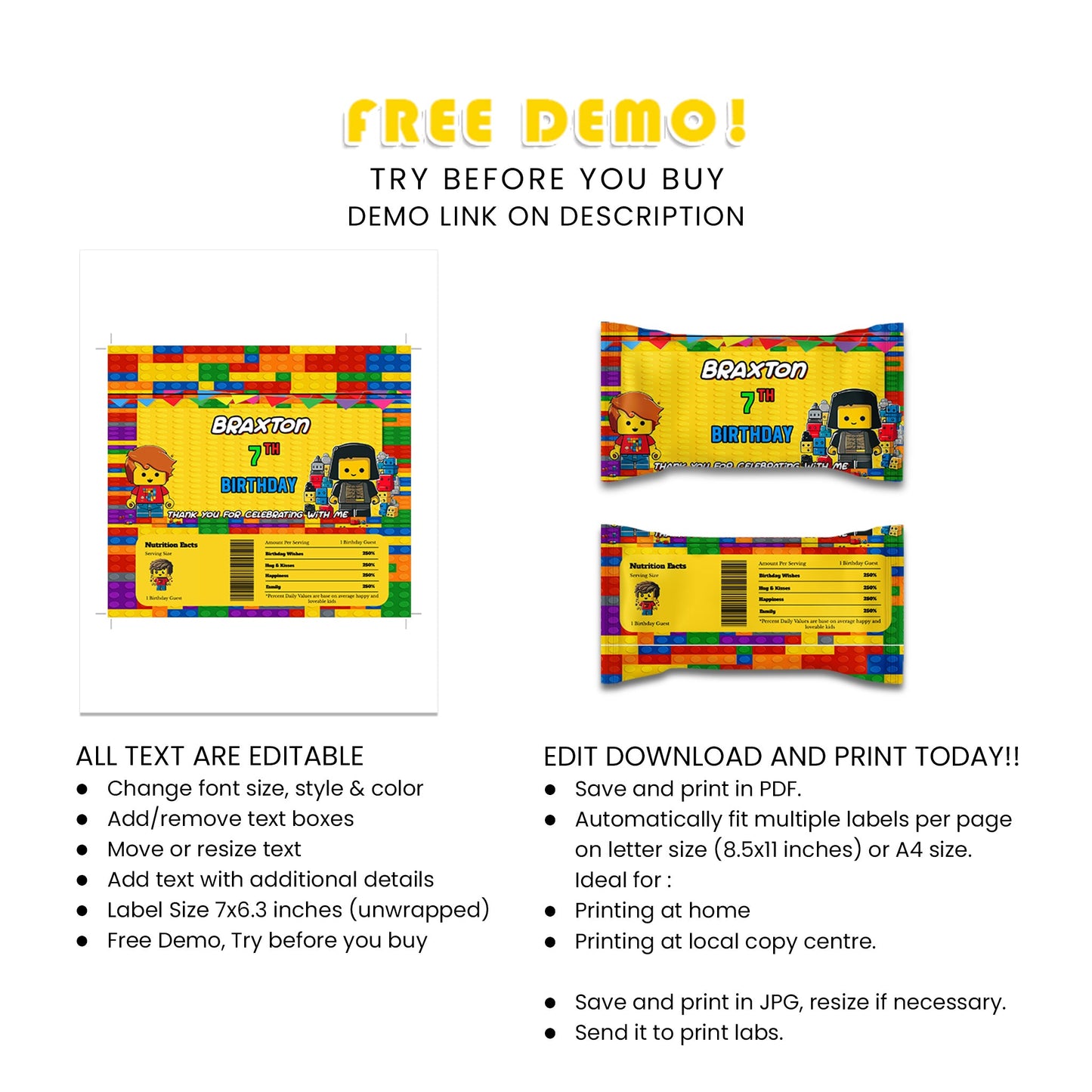 Skittles Label with Lego Design - Add Color to Your Party