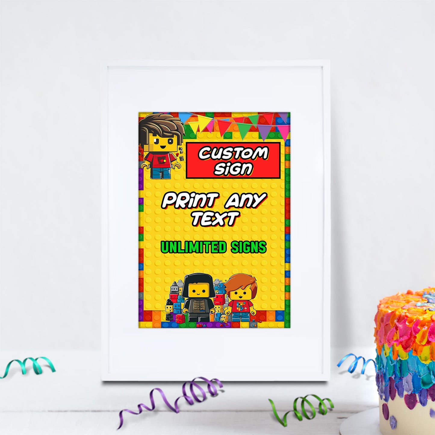 Lego City Birthday Decorations, Building Blocks Party Supplies, Bricks Themed, Lego Digital Template, Editable Brick Image SVG PNG