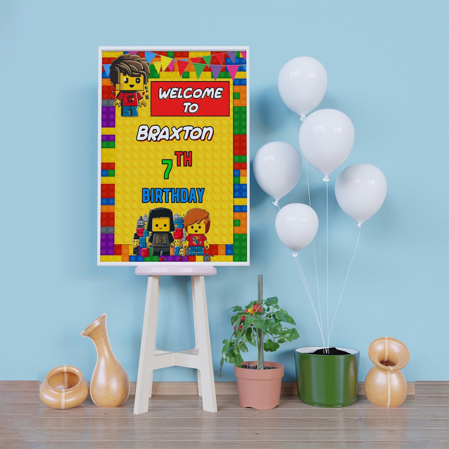 Lego City Birthday Decorations, Building Blocks Party Supplies, Bricks Themed, Lego Digital Template, Editable Brick Image SVG PNG