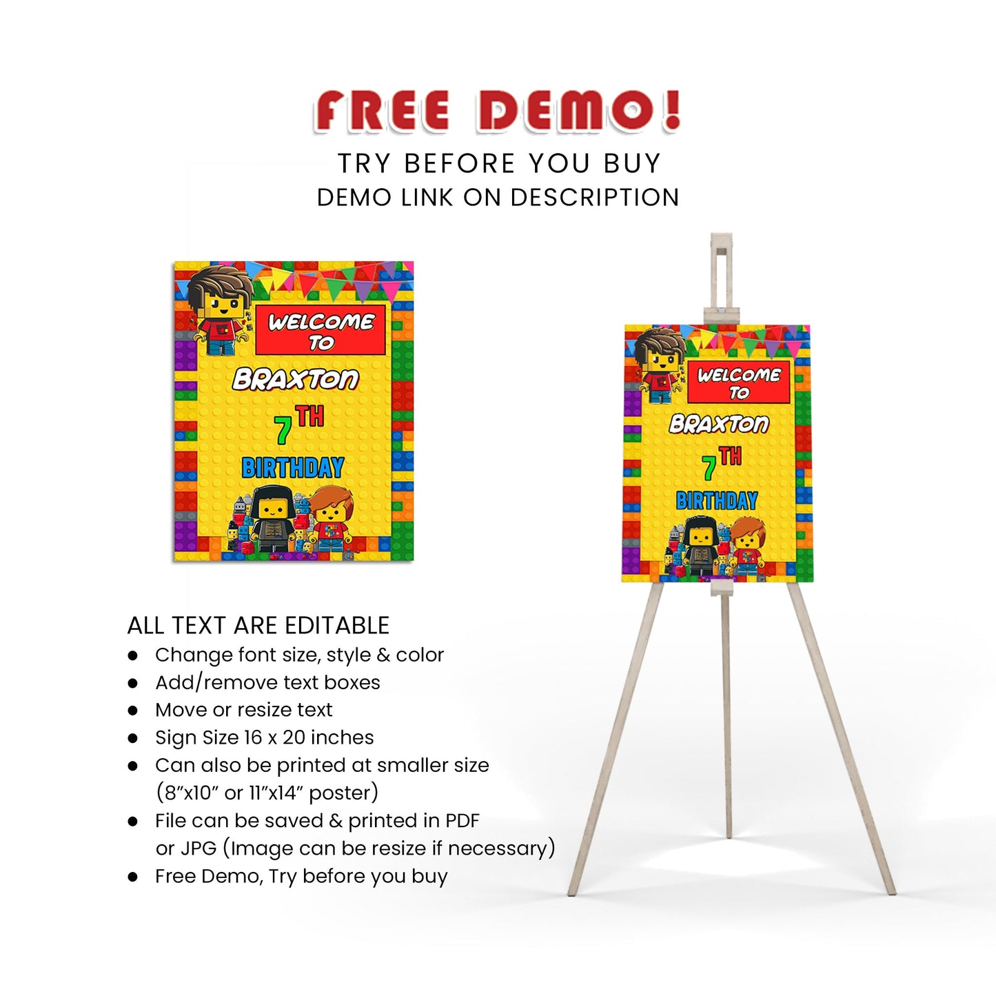 Welcome Sign with Lego Design - Greet Your Guests in Style