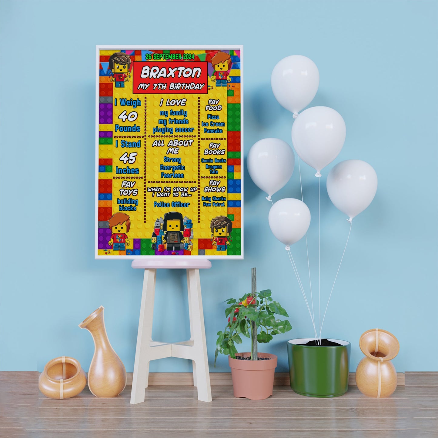 Lego City Birthday Decorations, Building Blocks Party Supplies, Bricks Themed, Lego Digital Template, Editable Brick Image SVG PNG