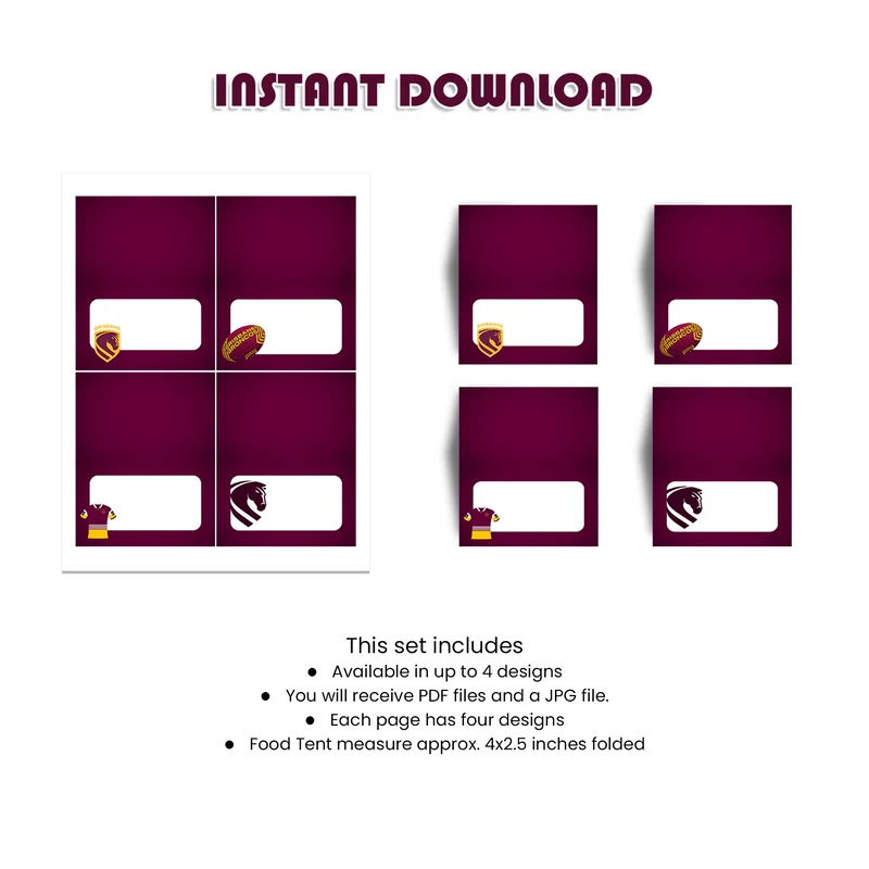 Brisbane Broncos Food Cards Printable Digital Download