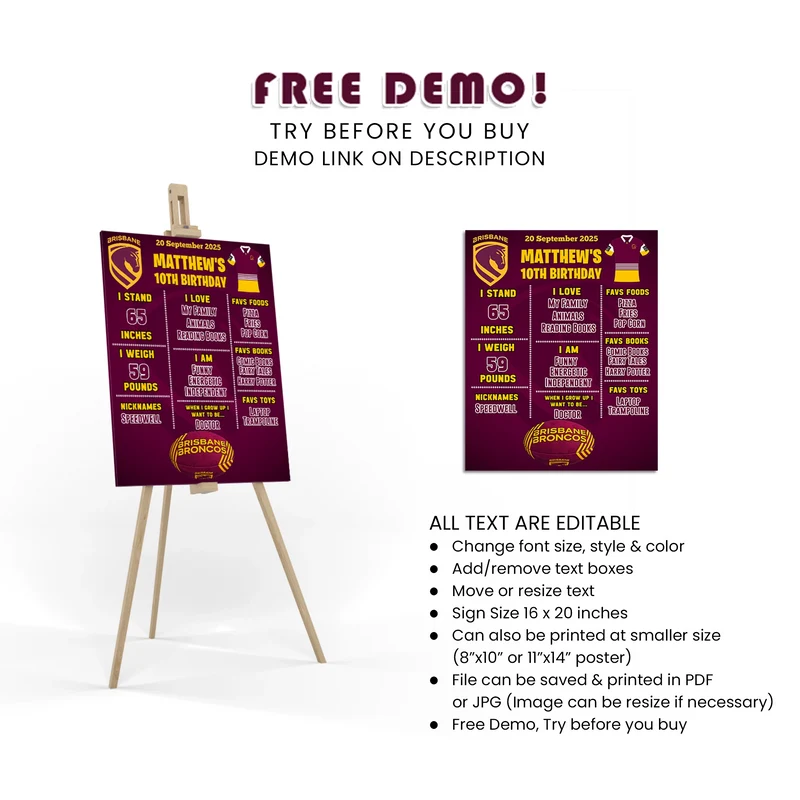 Brisbane Broncos Milestone Poster Printable Digital Download