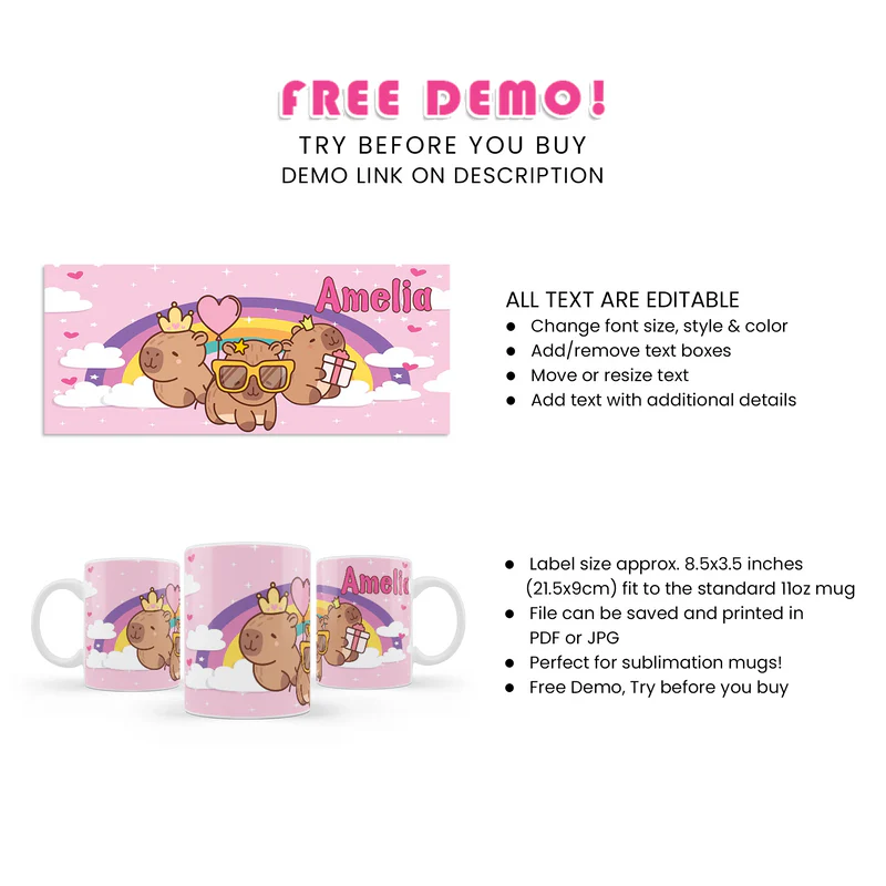 Buy Capybara Sublimation Mug - Personalized Coffee Cup Gift