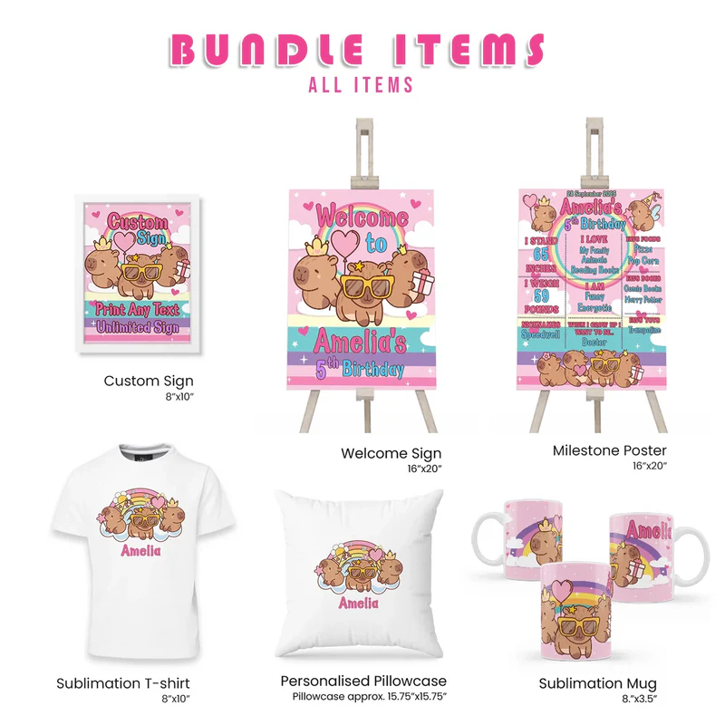 Buy Capybara Personalized Digital Template Party Pack Bundle