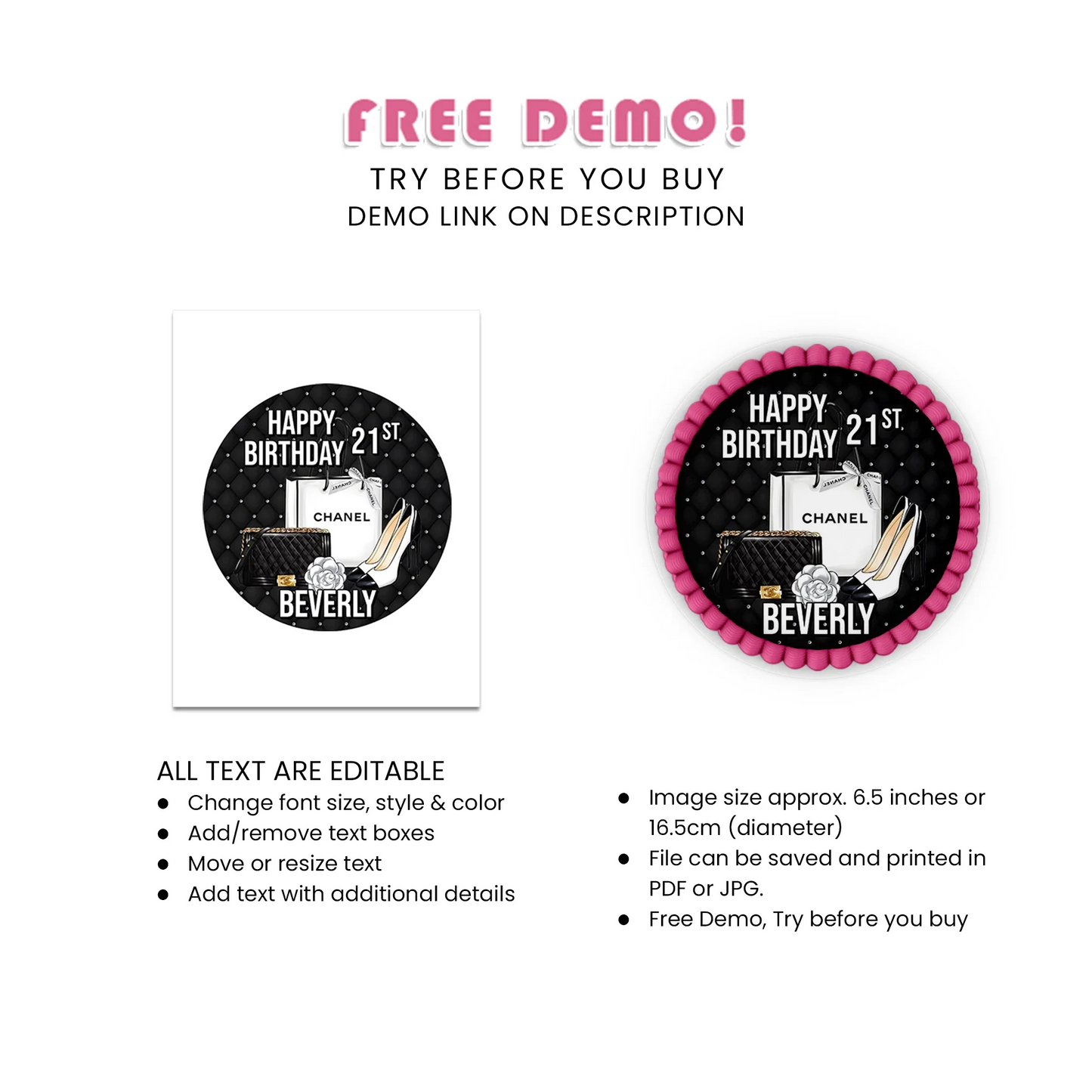 Chanel Inspired Personalized Icing Sheet Cake Images