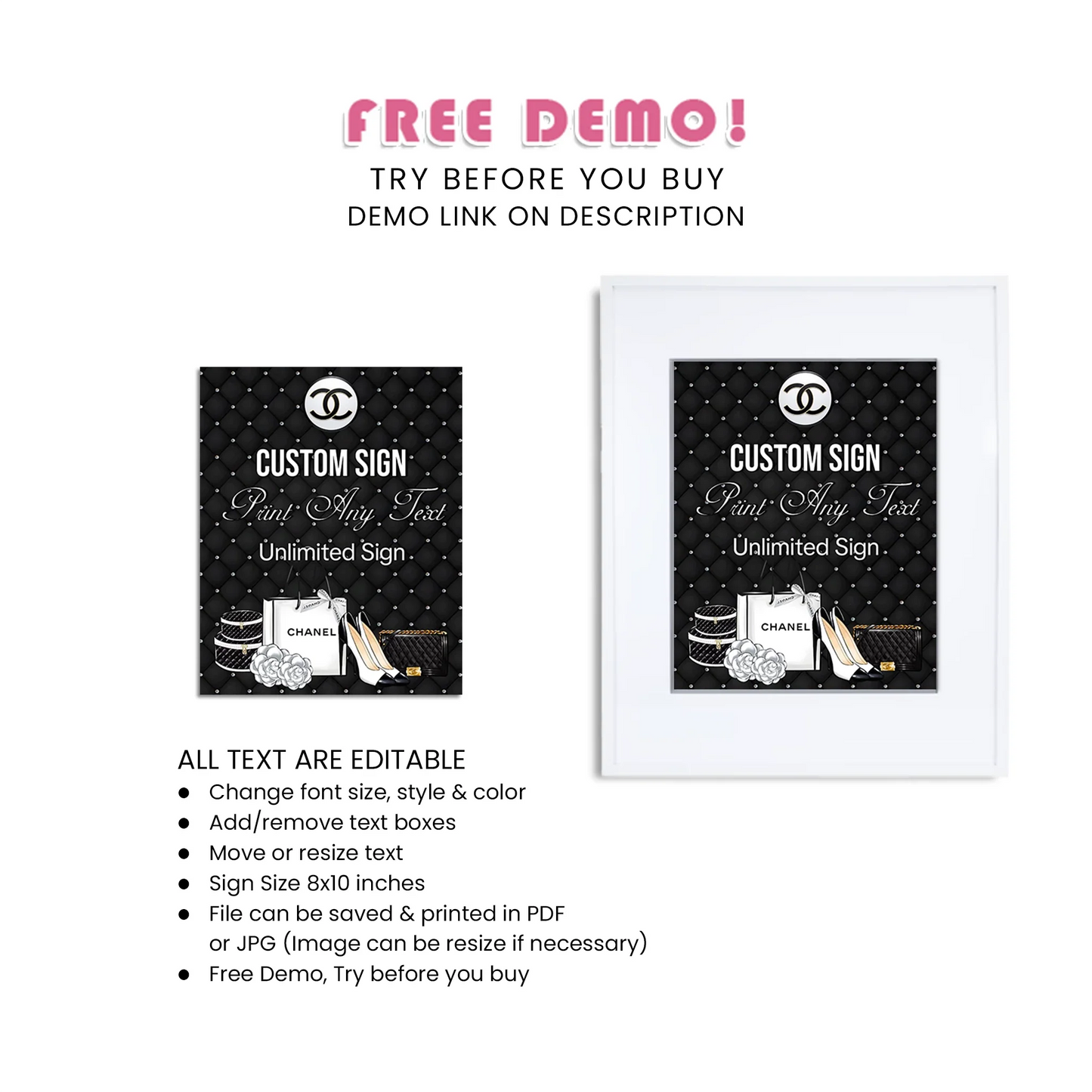 Chanel Inspired Custom Sign Elegant Party Decor